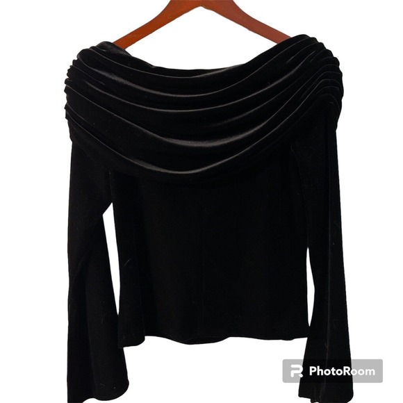 Xscape Joanna Chen Sz Small Blk Velvet Rhinestone Pin Evening Top Shawl Collar - Picture 8 of 8